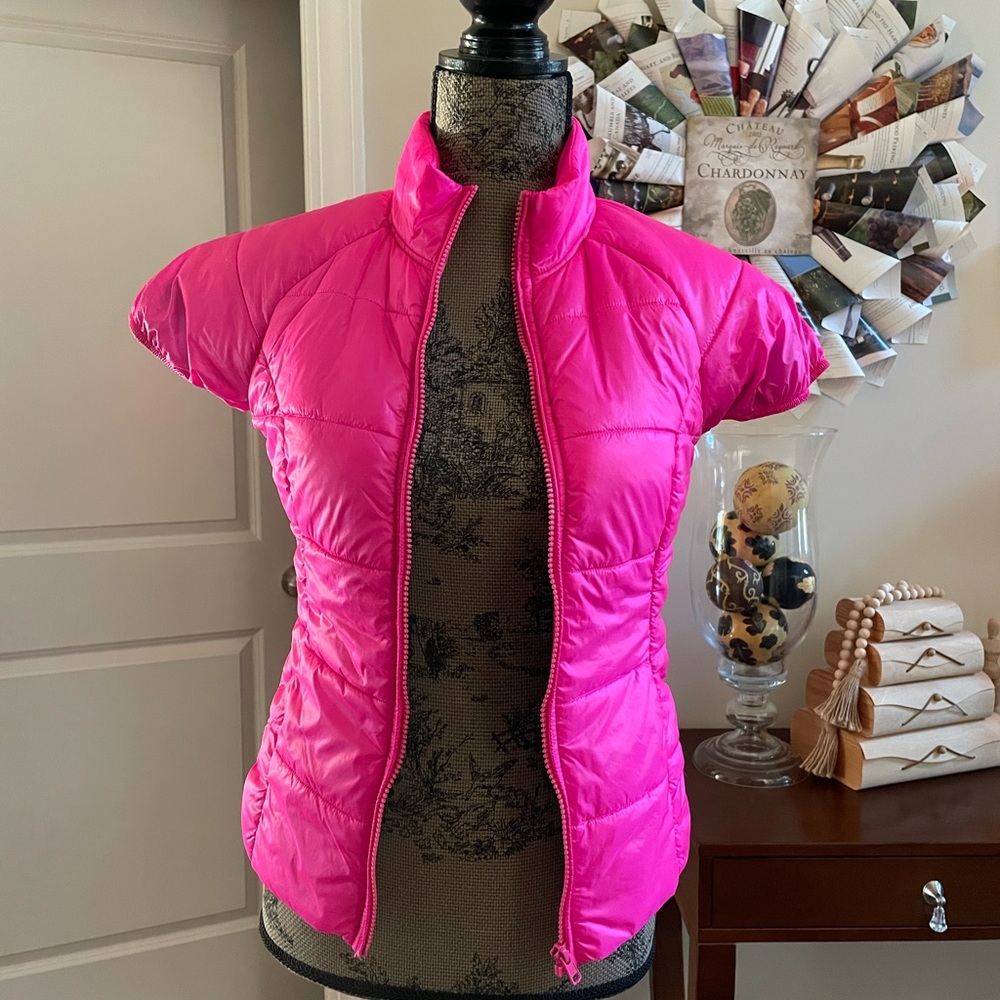 Jenni By Jennifer Moore Hot Pink Puffy Short Sleeve Jacket S